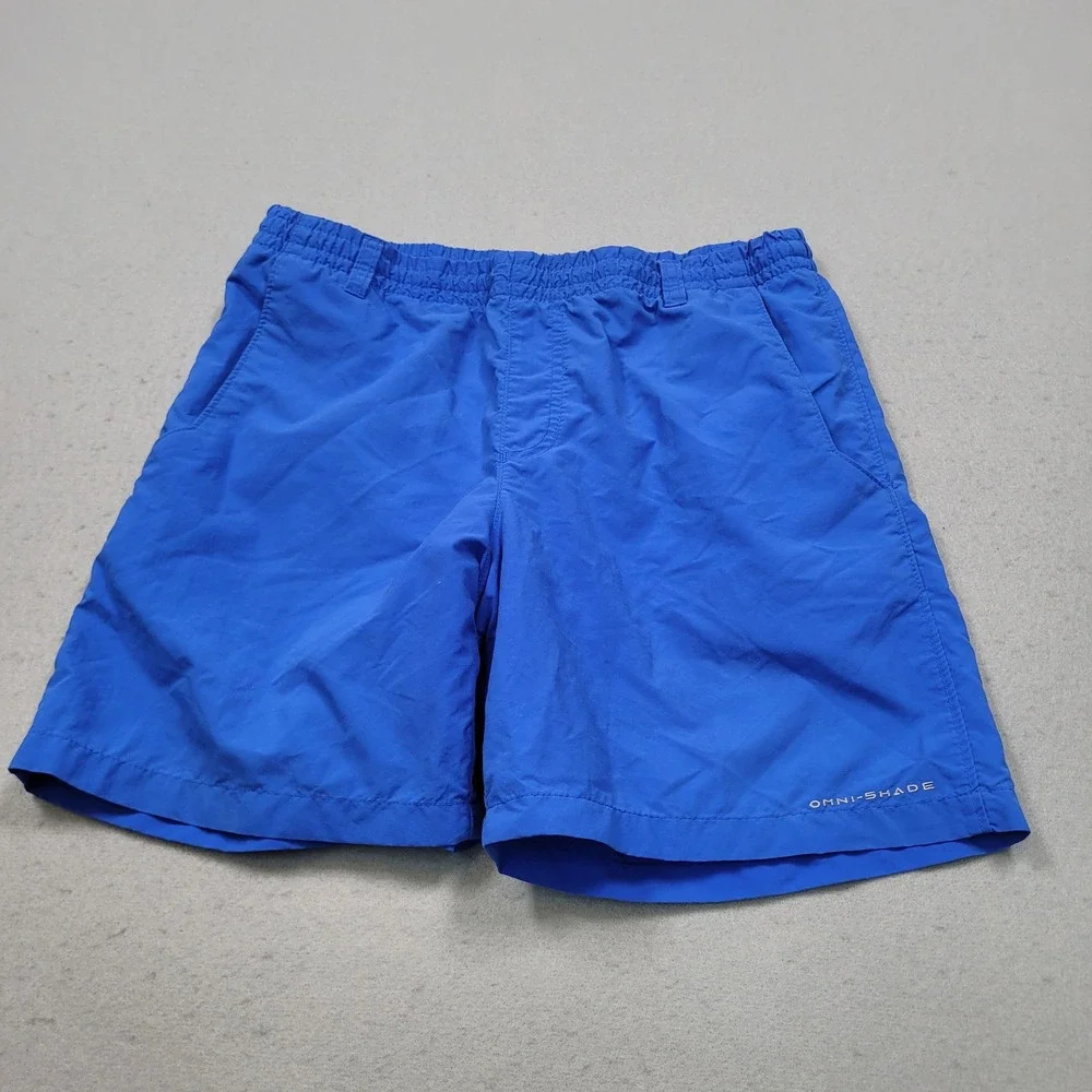 Columbia PFG Omni-Shade Blue Swim Trunks Kids Large 14/16 Fishing Shorts